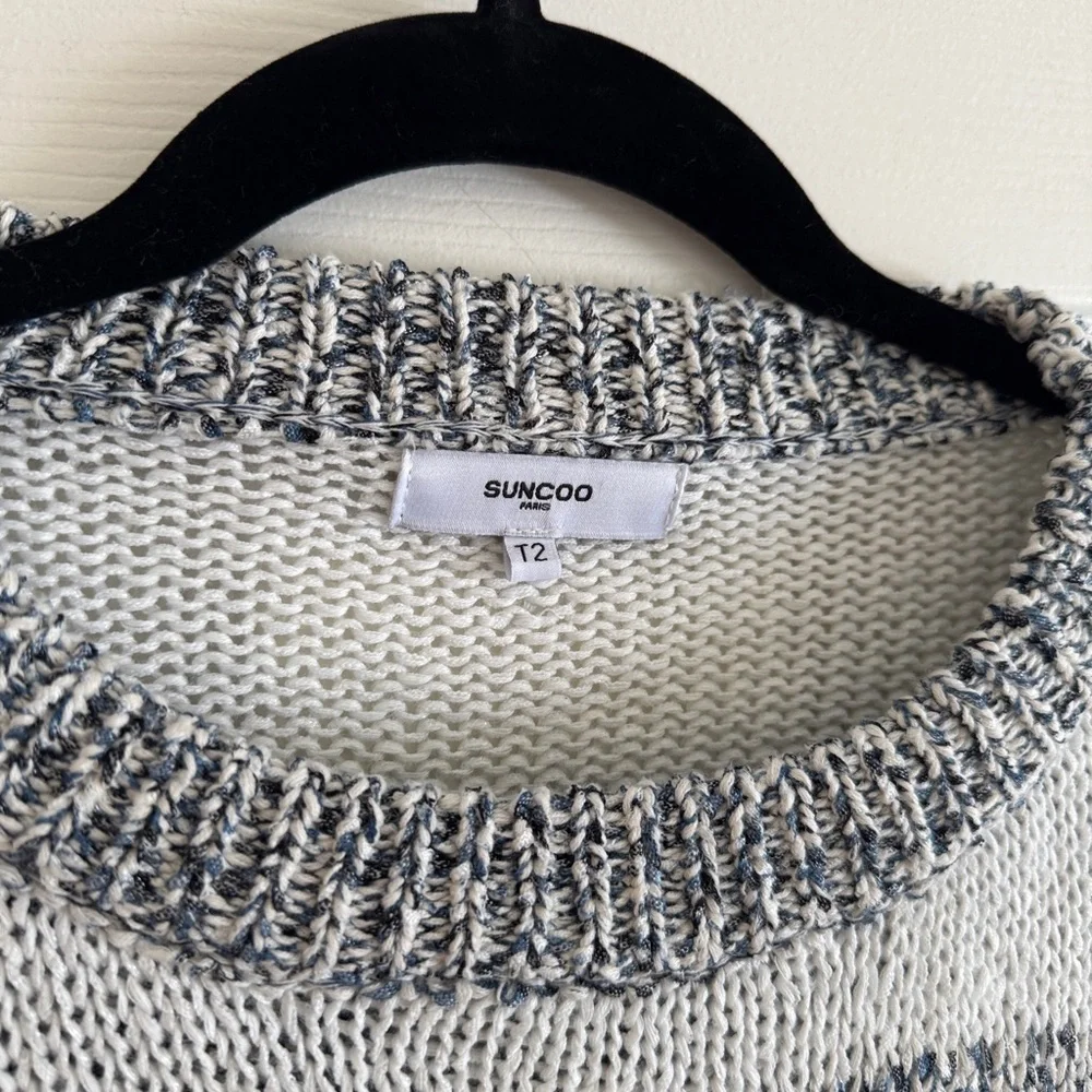 SUNCOO Paris Sweater T2 / Medium Abstract Knit Pullover Neutral Stripe